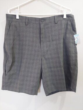 Haggar Men's Size 36 Dark Grey Plaid Shorts Golf